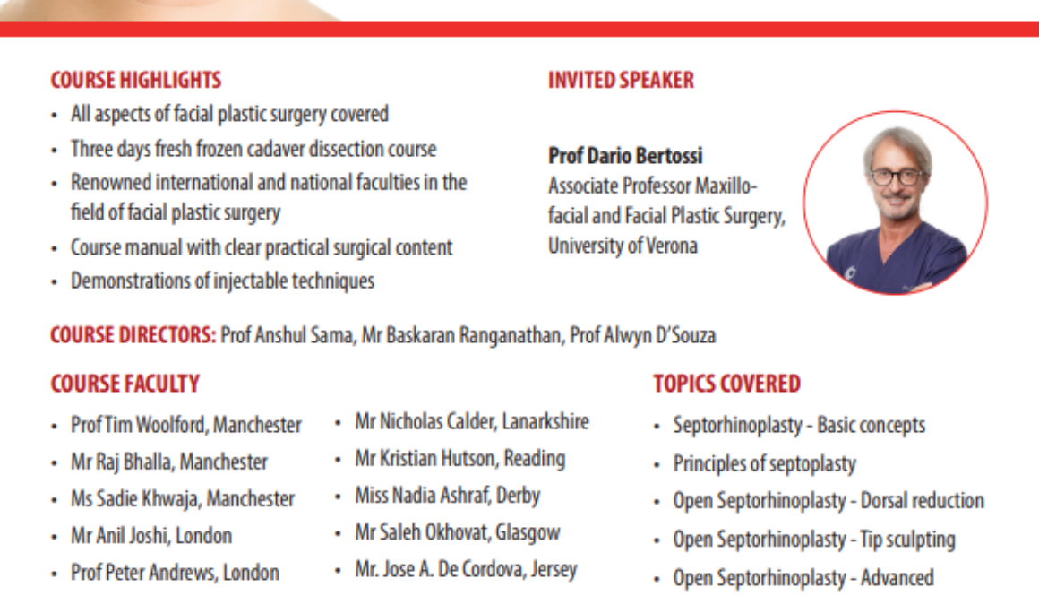 BSFPS Facial Plastic Surgery “Cadaveric Dissection Course” 2025